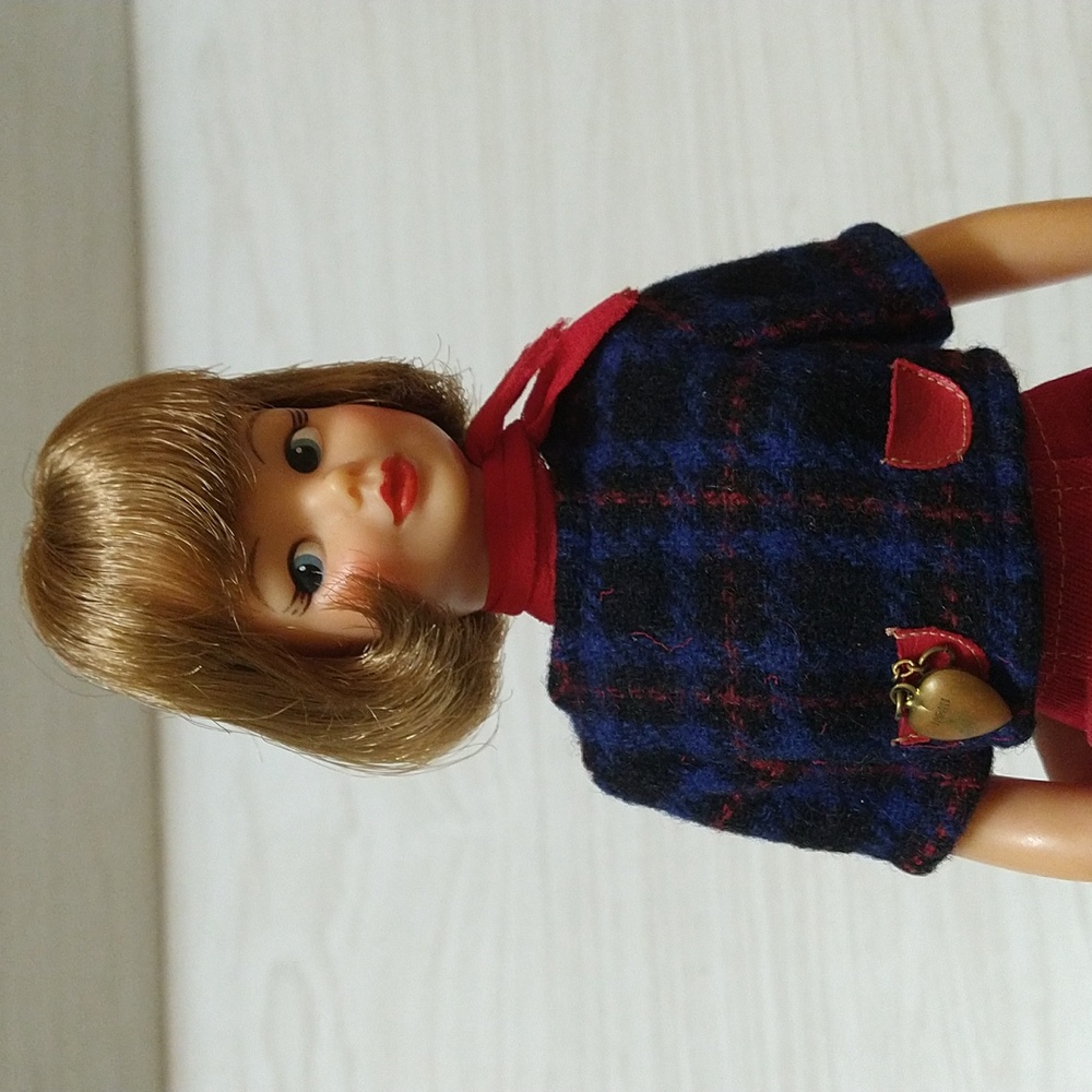 Vintage 1965 Ideal Tammy Walking Her Pet Plaid Top With Charm & Red Pak Skirt - Picture 4 of 10